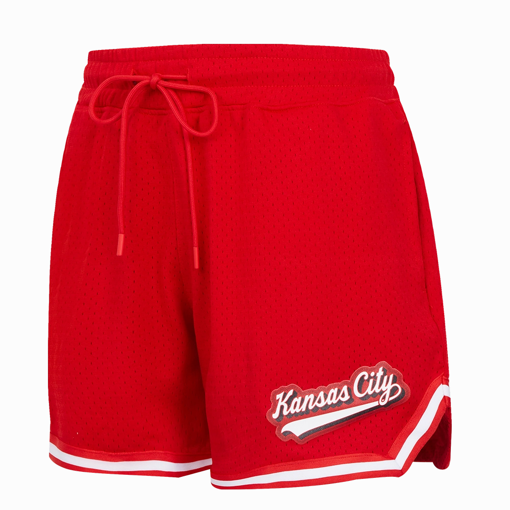 NFL KANSAS CITY CHIEFS SCRIPT TAIL WOMEN'S MESH TAPE SHORT (RED)