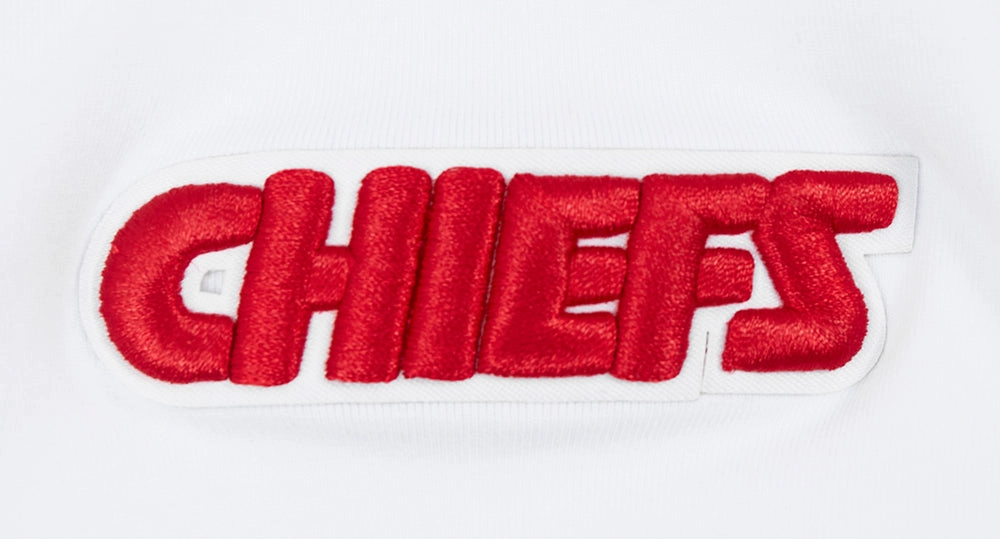 NFL KANSAS CITY CHIEFS SCRIPT TAIL WOMEN'S SINGLE JERSEY BOXY TEE (WHITE)