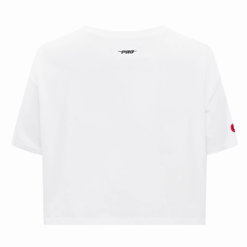 NFL KANSAS CITY CHIEFS SCRIPT TAIL WOMEN'S SINGLE JERSEY BOXY TEE (WHITE)
