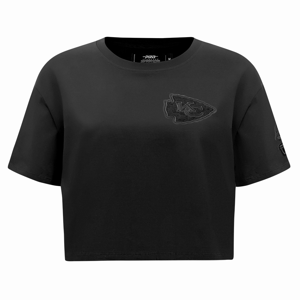 NFL KANSAS CITY CHIEFS TRIPLE BLACK WOMEN'S SINGLE JERSEY BOXY TEE (TRIPLE BLACK)