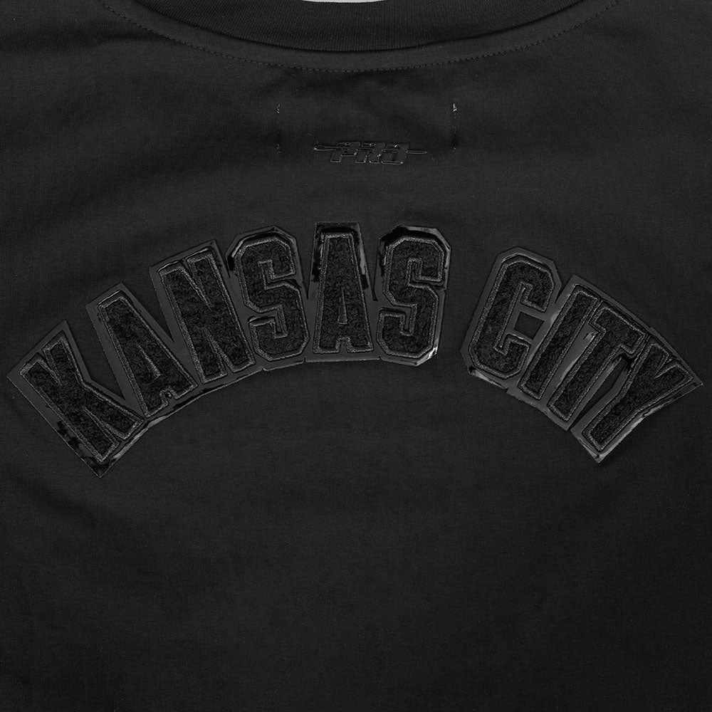 NFL KANSAS CITY CHIEFS TRIPLE BLACK WOMEN'S SINGLE JERSEY BOXY TEE (TRIPLE BLACK)