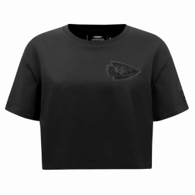 NFL KANSAS CITY CHIEFS TRIPLE BLACK WOMEN'S SINGLE JERSEY BOXY TEE (TRIPLE BLACK)