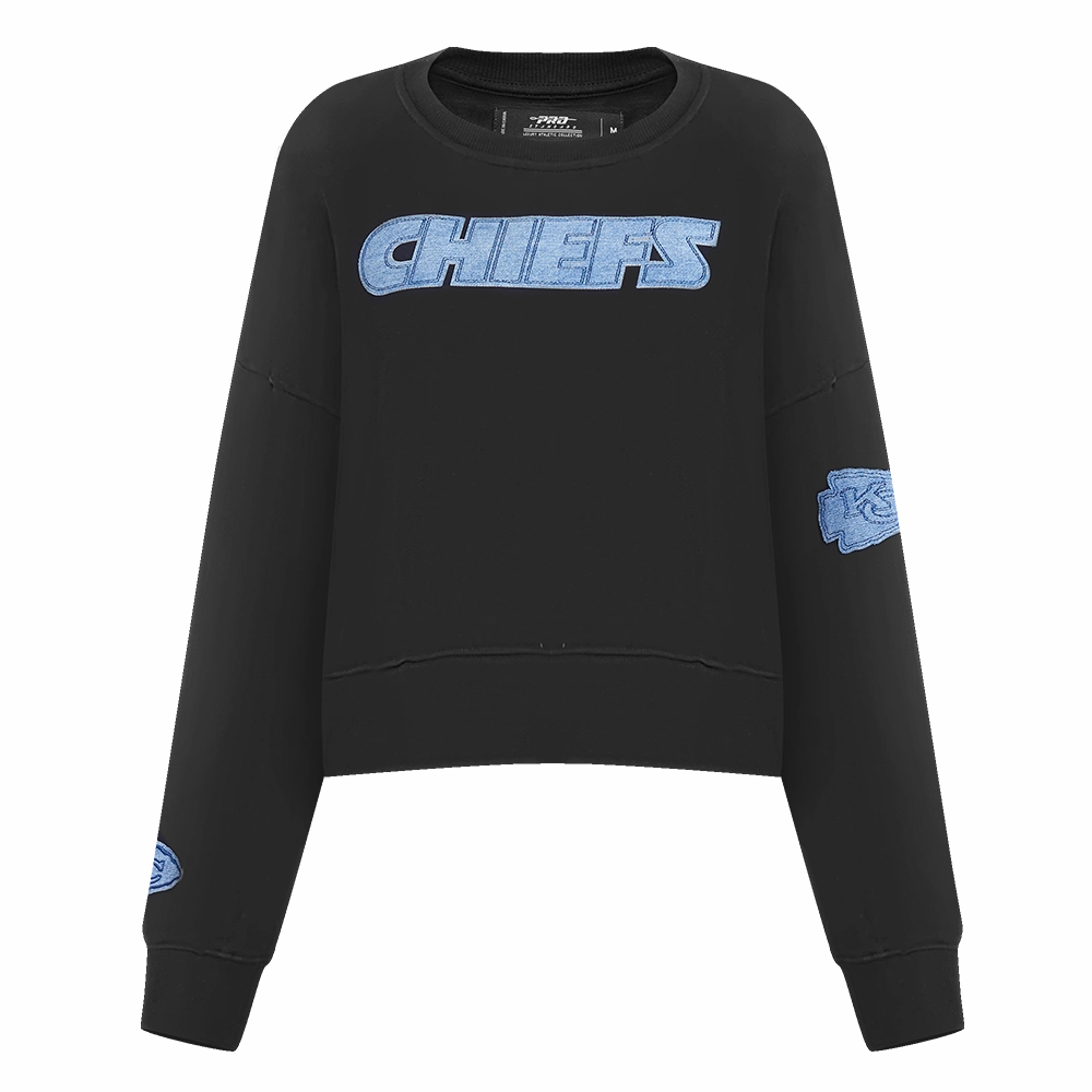 NFL KANSAS CITY CHIEFS VARSITY BLUES WOMEN'S CREWNECK (BLACK)