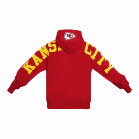 NFL KANSAS CITY CHIEFS WINGSPAN MEN'S DROP SHOULDER FLEECE PULLOVER HOODIE (RED)