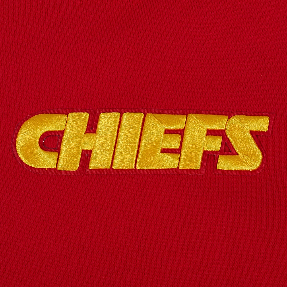 NFL KANSAS CITY CHIEFS WINGSPAN MEN'S DROP SHOULDER FLEECE PULLOVER HOODIE (RED)