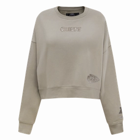 NFL KANSAS CITY CHIEFS WINGSPAN WOMEN'S FLEECE CREWNECK (TAUPE)