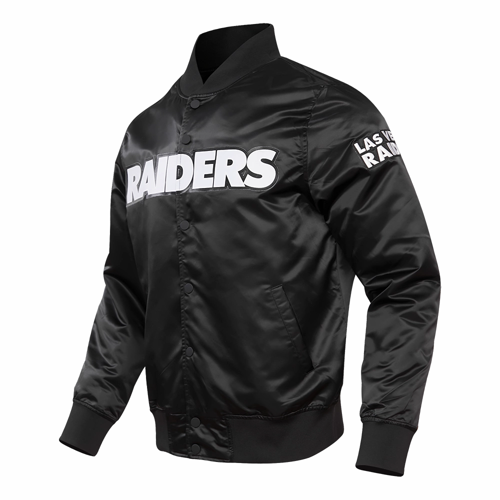 NFL LAS VEGAS RAIDERS BIG LOGO MEN'S SATIN JACKET (BLACK)