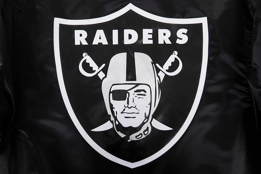 NFL LAS VEGAS RAIDERS BIG LOGO MEN'S SATIN JACKET (BLACK)