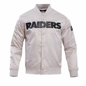 NFL LAS VEGAS RAIDERS BIG LOGO MEN'S SATIN JACKET (SILVER)