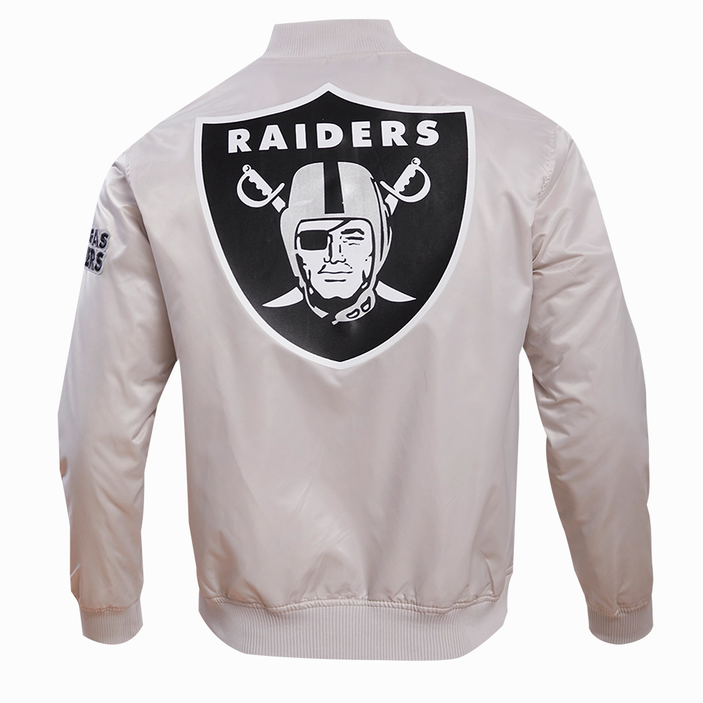 NFL LAS VEGAS RAIDERS BIG LOGO MEN'S SATIN JACKET (SILVER)