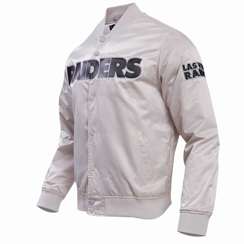 NFL LAS VEGAS RAIDERS BIG LOGO MEN'S SATIN JACKET (SILVER)