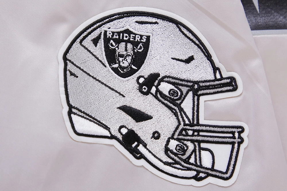 NFL LAS VEGAS RAIDERS BIG LOGO MEN'S SATIN JACKET (SILVER)