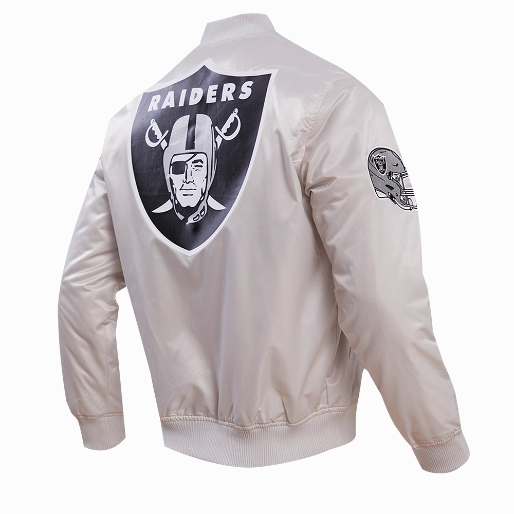 NFL LAS VEGAS RAIDERS BIG LOGO MEN'S SATIN JACKET (SILVER)