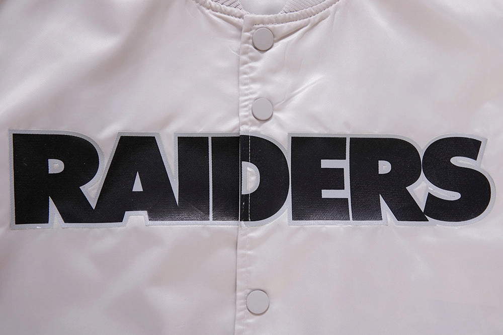 NFL LAS VEGAS RAIDERS BIG LOGO MEN'S SATIN JACKET (SILVER)