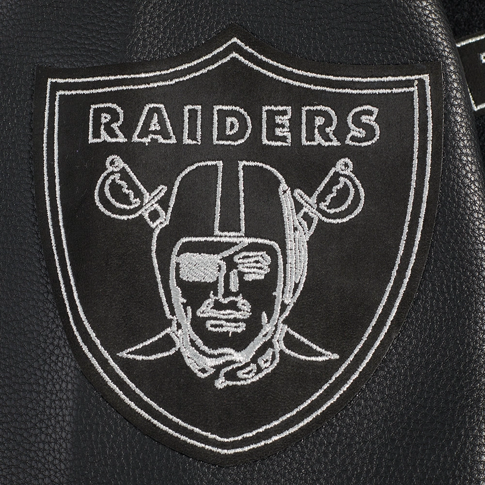 NFL LAS VEGAS RAIDERS BLACK & GOLD MEN'S WOOL VARSITY JACKET (JET BLACK)