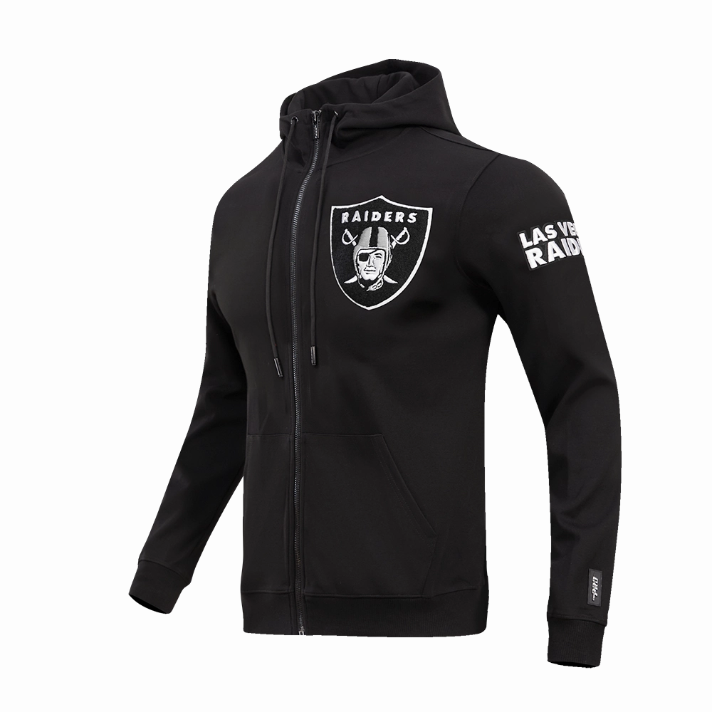 NFL LAS VEGAS RAIDERS CLASSIC CHENILLE DOUBLE KNIT  FULL ZIP HOODIE (BLACK)