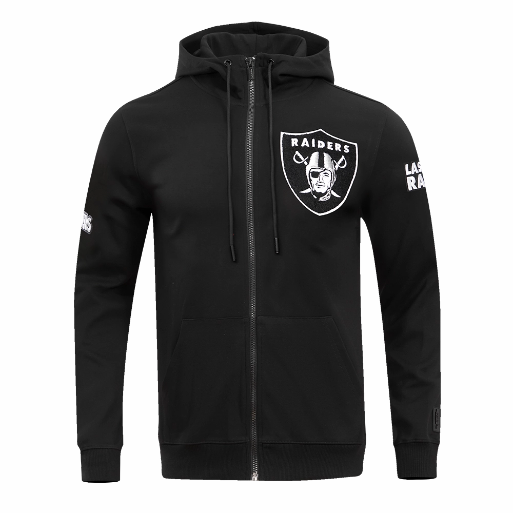 NFL LAS VEGAS RAIDERS CLASSIC CHENILLE DOUBLE KNIT  FULL ZIP HOODIE (BLACK)