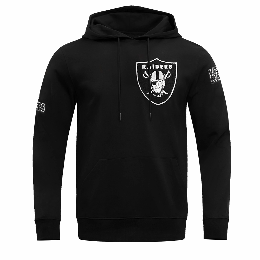 NFL LAS VEGAS RAIDERS CLASSIC CHENILLE DOUBLE KNIT PULLOVER HOODIE (BLACK)