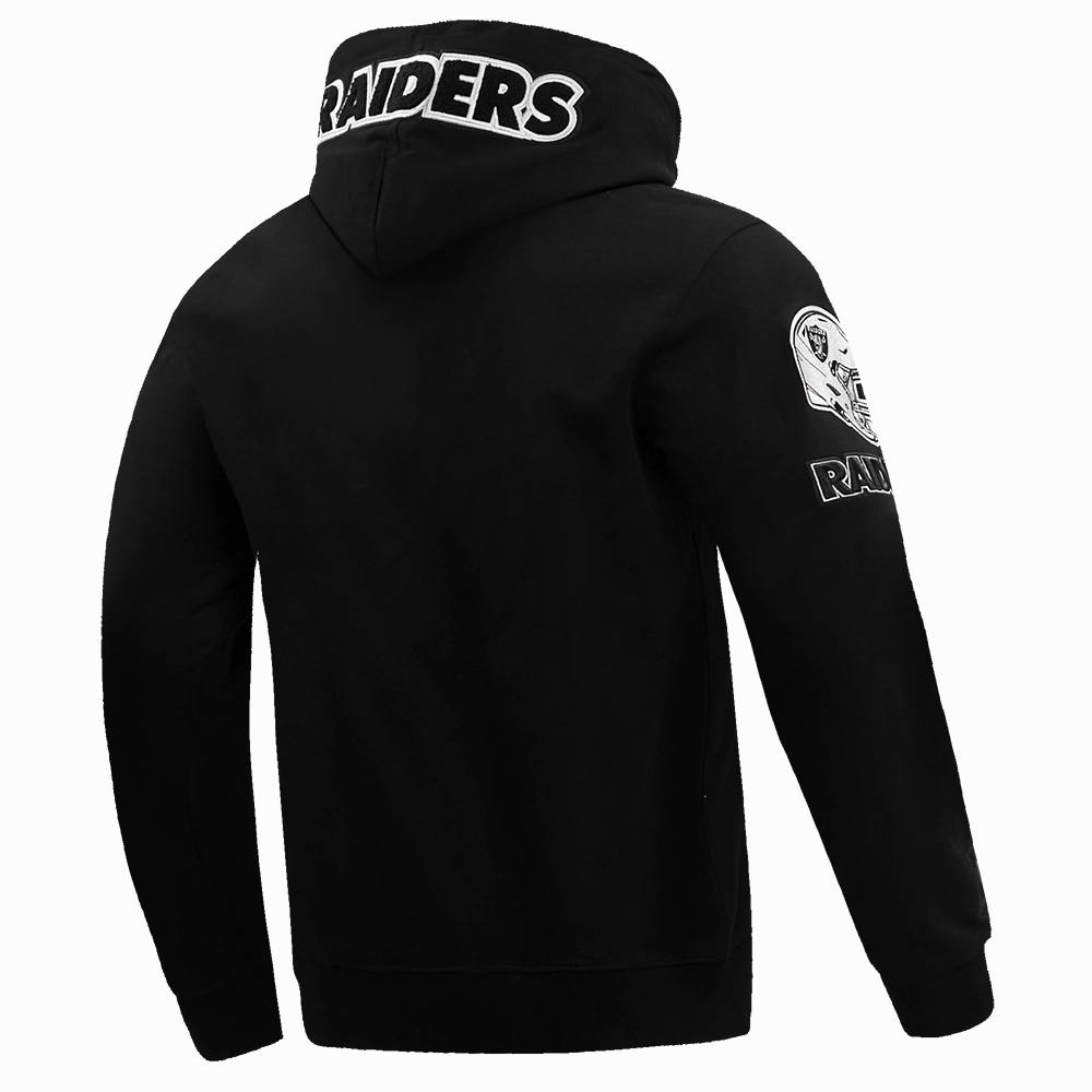 NFL LAS VEGAS RAIDERS CLASSIC CHENILLE DOUBLE KNIT PULLOVER HOODIE (BLACK)