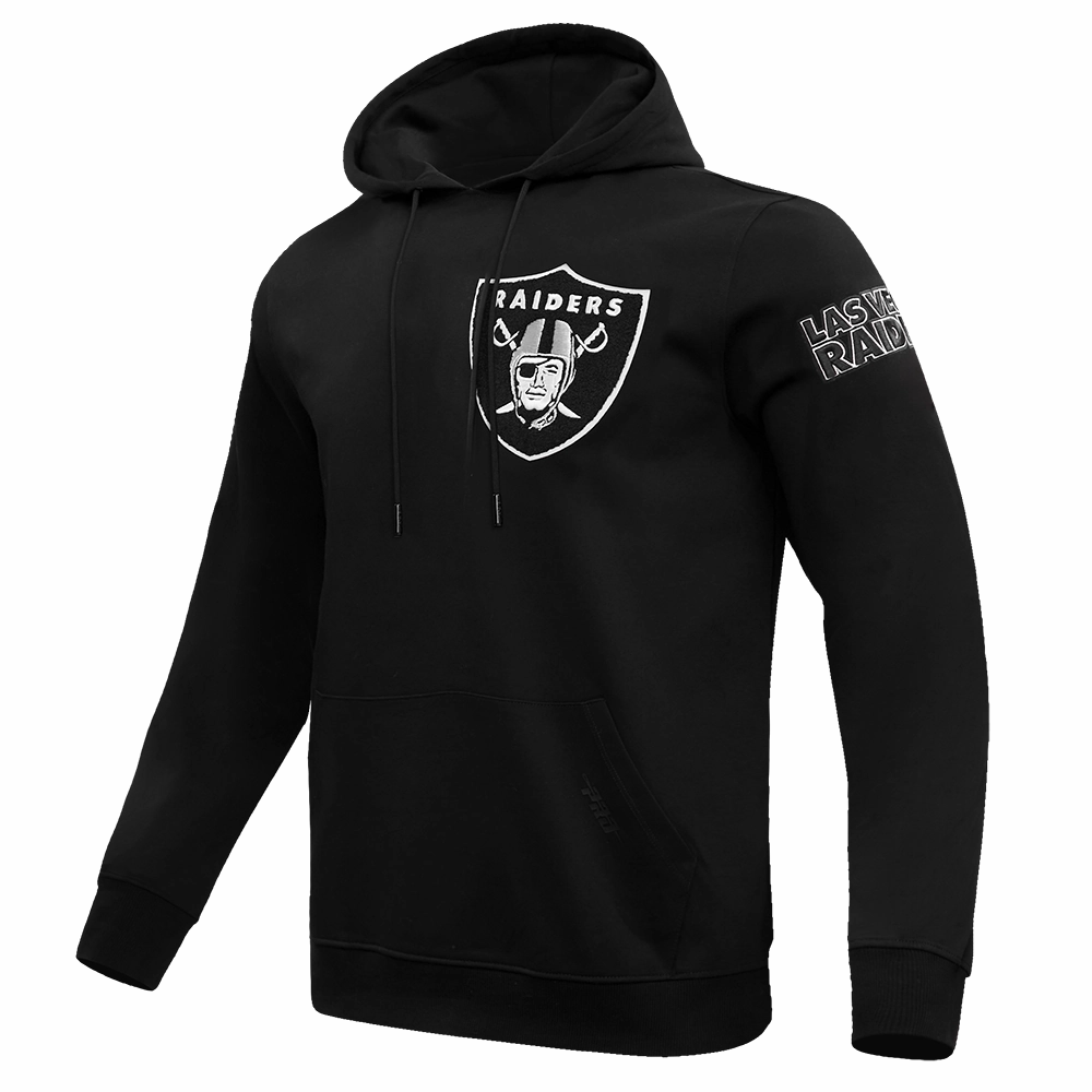 NFL LAS VEGAS RAIDERS CLASSIC CHENILLE DOUBLE KNIT PULLOVER HOODIE (BLACK)