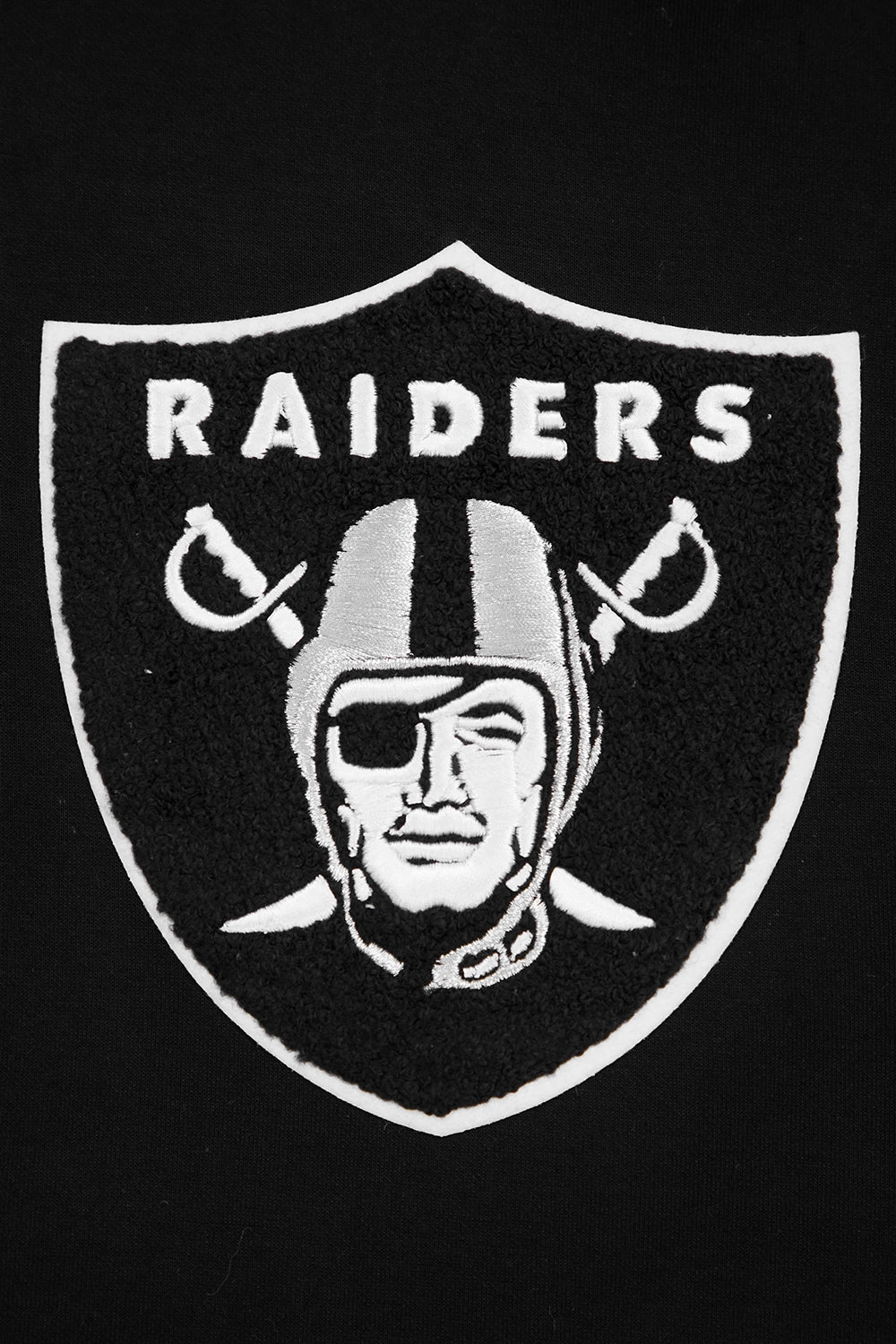 NFL LAS VEGAS RAIDERS CLASSIC CHENILLE DOUBLE KNIT PULLOVER HOODIE (BLACK)