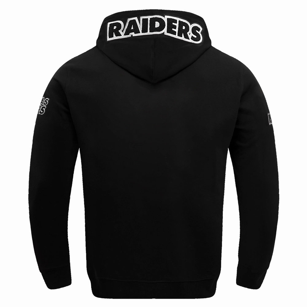 NFL LAS VEGAS RAIDERS CLASSIC CHENILLE DOUBLE KNIT PULLOVER HOODIE (BLACK)