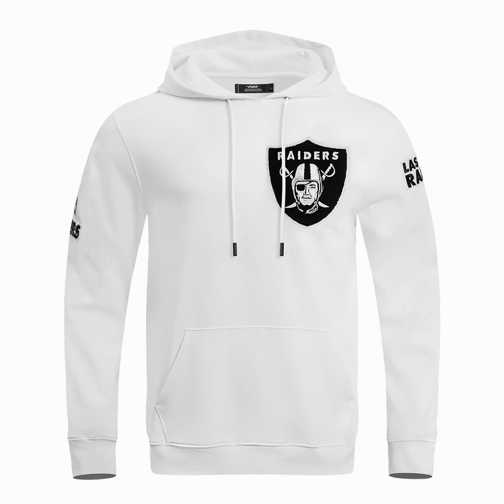 NFL LAS VEGAS RAIDERS CLASSIC CHENILLE DOUBLE KNIT PULLOVER HOODIE (WHITE)