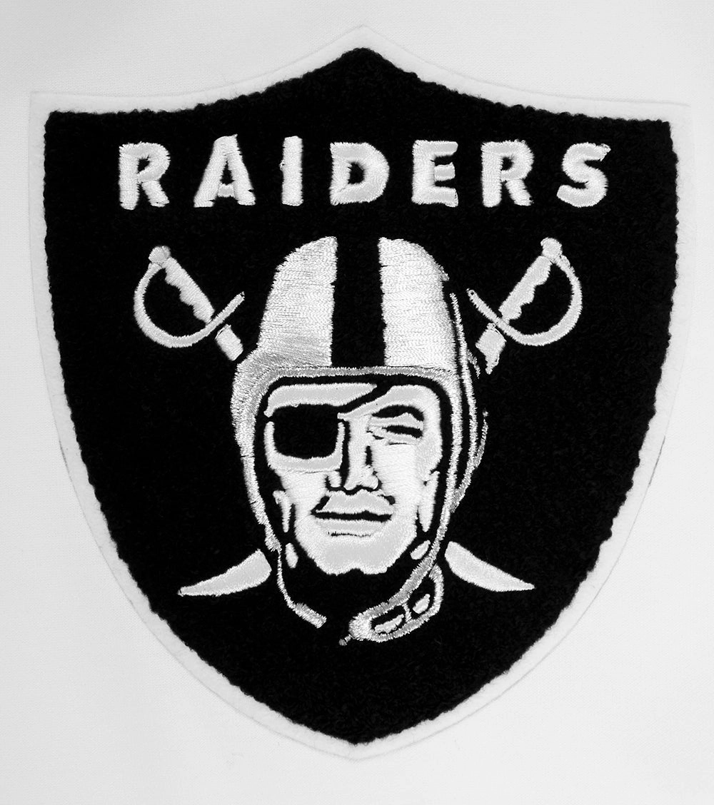 NFL LAS VEGAS RAIDERS CLASSIC CHENILLE DOUBLE KNIT PULLOVER HOODIE (WHITE)