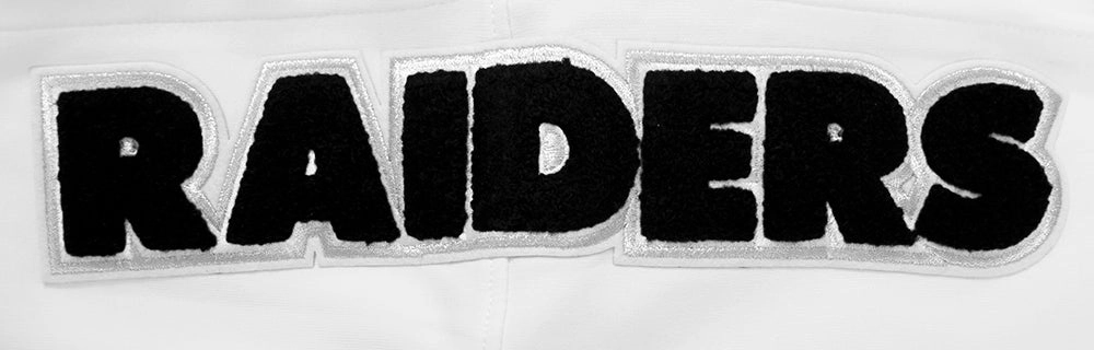 NFL LAS VEGAS RAIDERS CLASSIC CHENILLE DOUBLE KNIT PULLOVER HOODIE (WHITE)