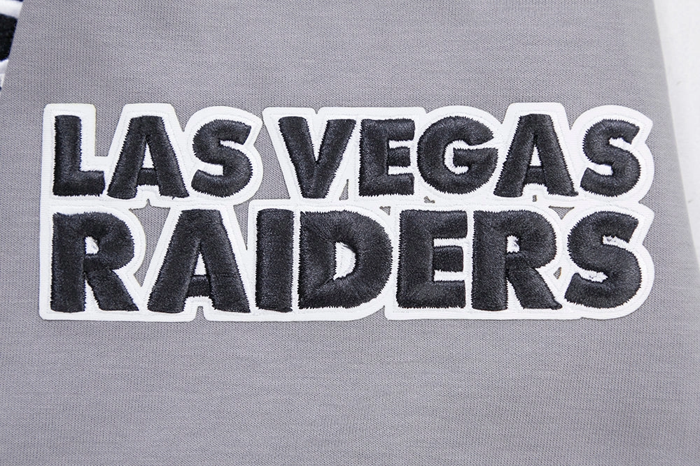 NFL LAS VEGAS RAIDERS CLASSIC CHENILLE MEN'S FULL ZIP HOODIE  (GRAY)