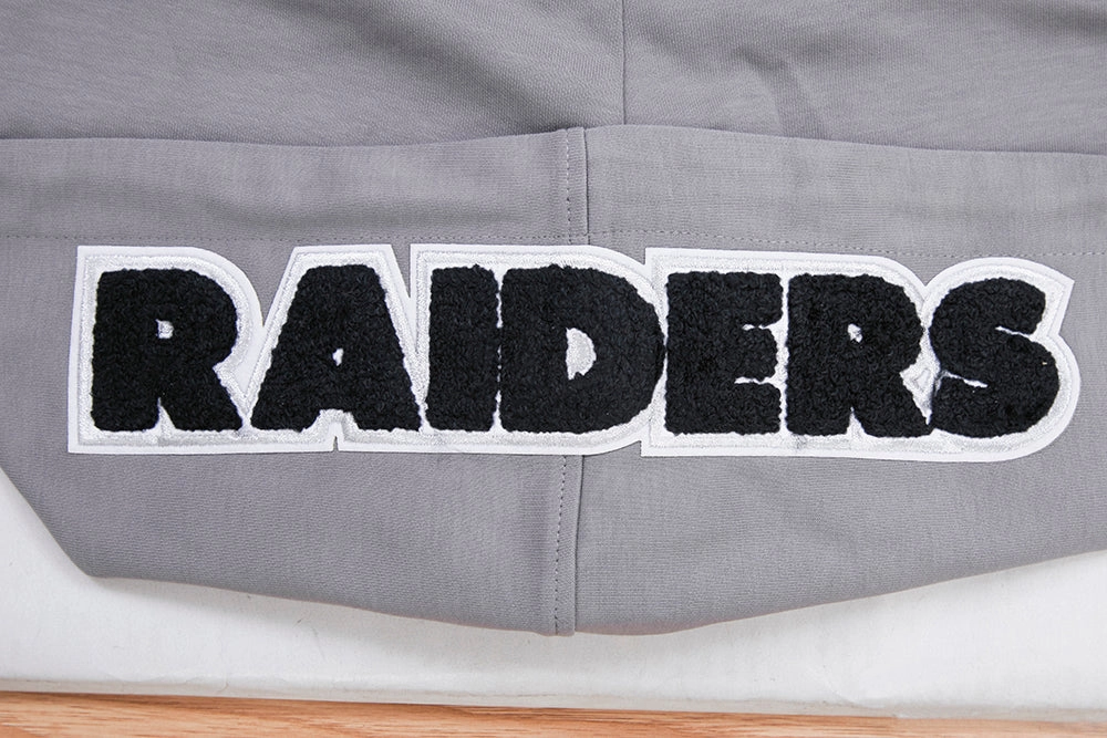 NFL LAS VEGAS RAIDERS CLASSIC CHENILLE MEN'S FULL ZIP HOODIE  (GRAY)