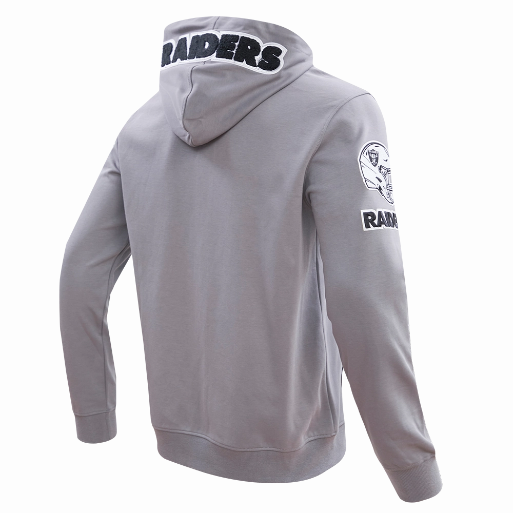 NFL LAS VEGAS RAIDERS CLASSIC CHENILLE MEN'S FULL ZIP HOODIE  (GRAY)