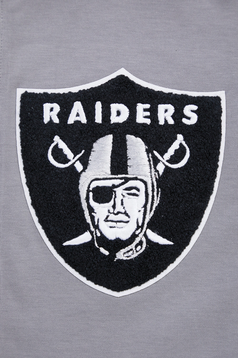 NFL LAS VEGAS RAIDERS CLASSIC CHENILLE MEN'S FULL ZIP HOODIE  (GRAY)
