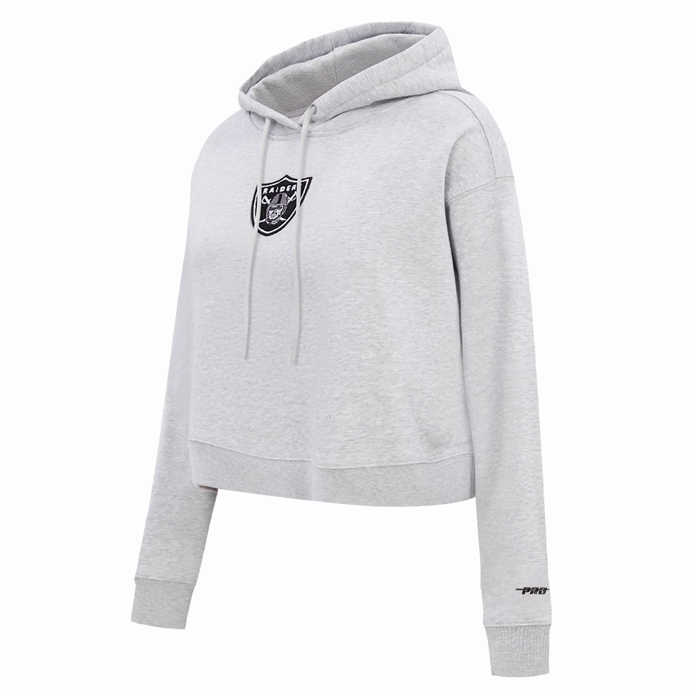 NFL LAS VEGAS RAIDERS CLASSIC WOMEN'S CROPPED PULLOVER HOODIE (HEATHER GREY)