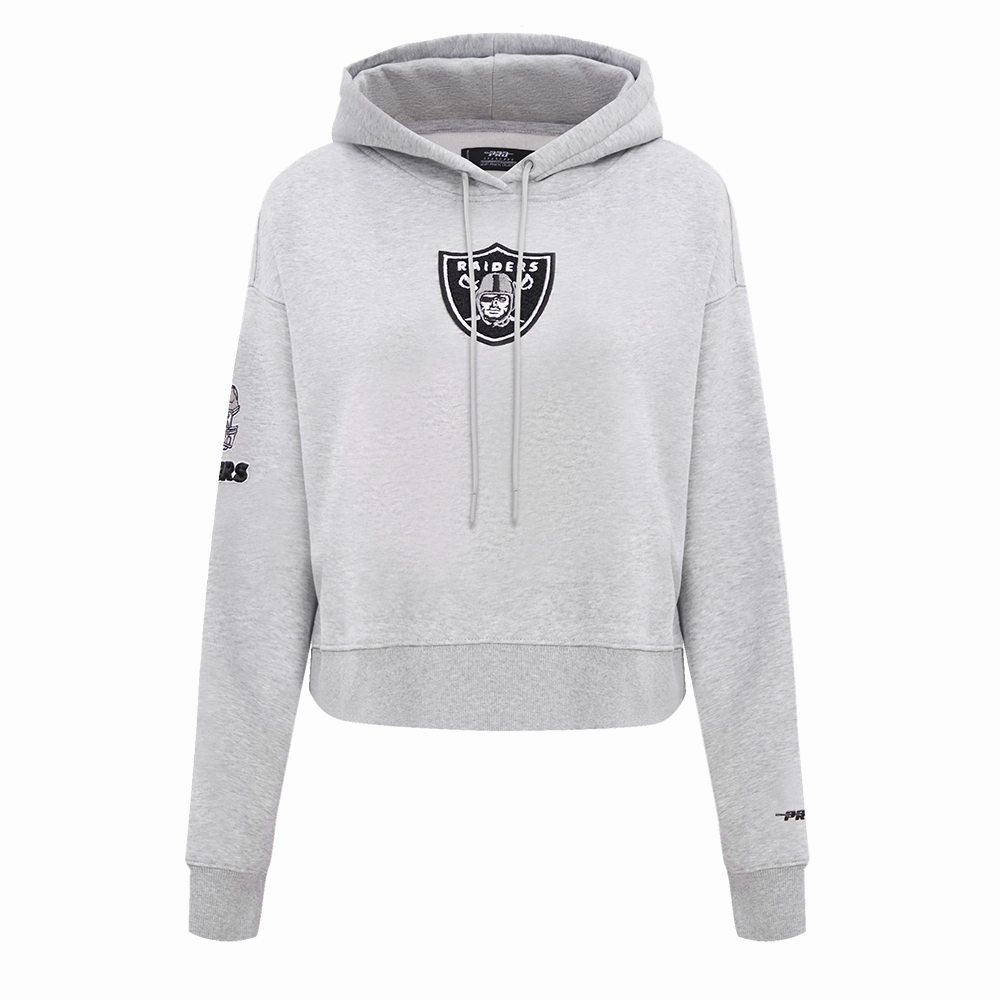 NFL LAS VEGAS RAIDERS CLASSIC WOMEN'S CROPPED PULLOVER HOODIE (HEATHER GREY)