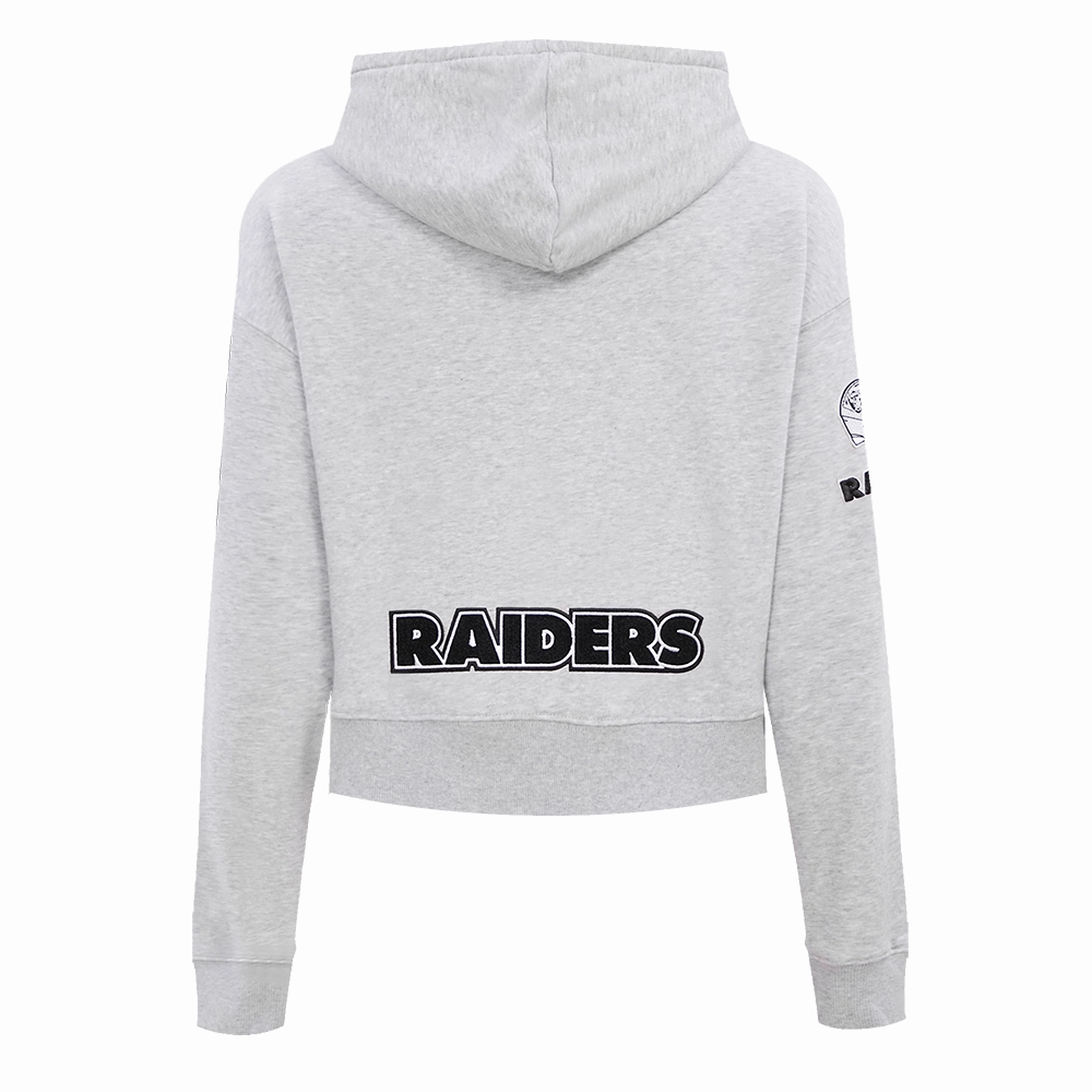NFL LAS VEGAS RAIDERS CLASSIC WOMEN'S CROPPED PULLOVER HOODIE (HEATHER GREY)