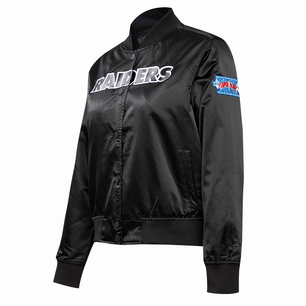 NFL LAS VEGAS RAIDERS CLASSIC WOMEN'S SATIN JACKET (BLACK)