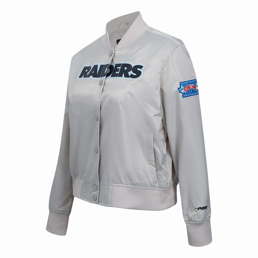 NFL LAS VEGAS RAIDERS CLASSIC WOMEN'S SATIN JACKET (SILVER)