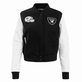 NFL LAS VEGAS RAIDERS CLASSIC WOOL WOMEN'S VARSITY JACKET (BLACK/WHITE)