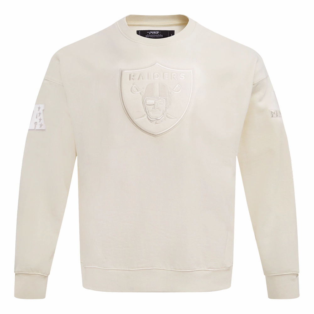 NFL LAS VEGAS RAIDERS NEUTRAL DROP SHOULDER FLEECE CREWNECK (EGGSHELL)