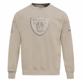 NFL LAS VEGAS RAIDERS NEUTRAL DROP SHOULDER FLEECE CREWNECK (TAUPE)