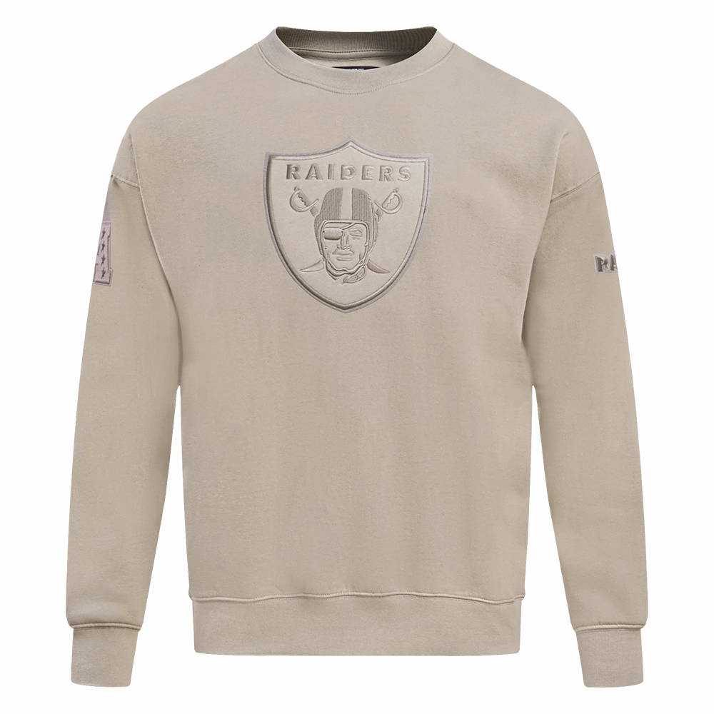 NFL LAS VEGAS RAIDERS NEUTRAL DROP SHOULDER FLEECE CREWNECK (TAUPE)