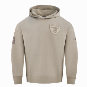 NFL LAS VEGAS RAIDERS NEUTRAL DROP SHOULDER FLEECE PULLOVER HOODIE (TAUPE)