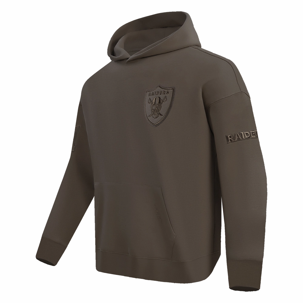 NFL LAS VEGAS RAIDERS NEUTRAL MEN'S DROP SHOULDER PULLOVER HOODIE (DARK TAUPE)