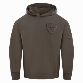 NFL LAS VEGAS RAIDERS NEUTRAL MEN'S DROP SHOULDER PULLOVER HOODIE (DARK TAUPE)