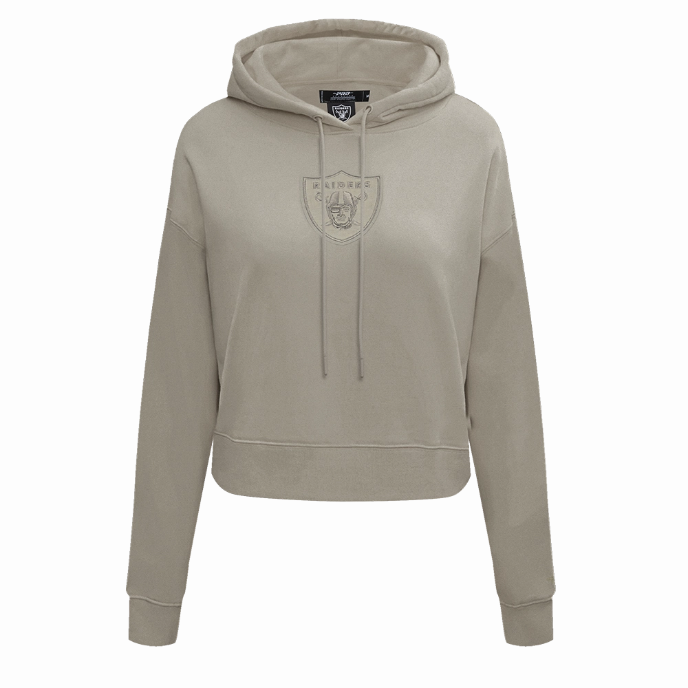 NFL LAS VEGAS RAIDERS NEUTRAL WOMEN'S CROPPED PULLOVER HOODIE (TAUPE)