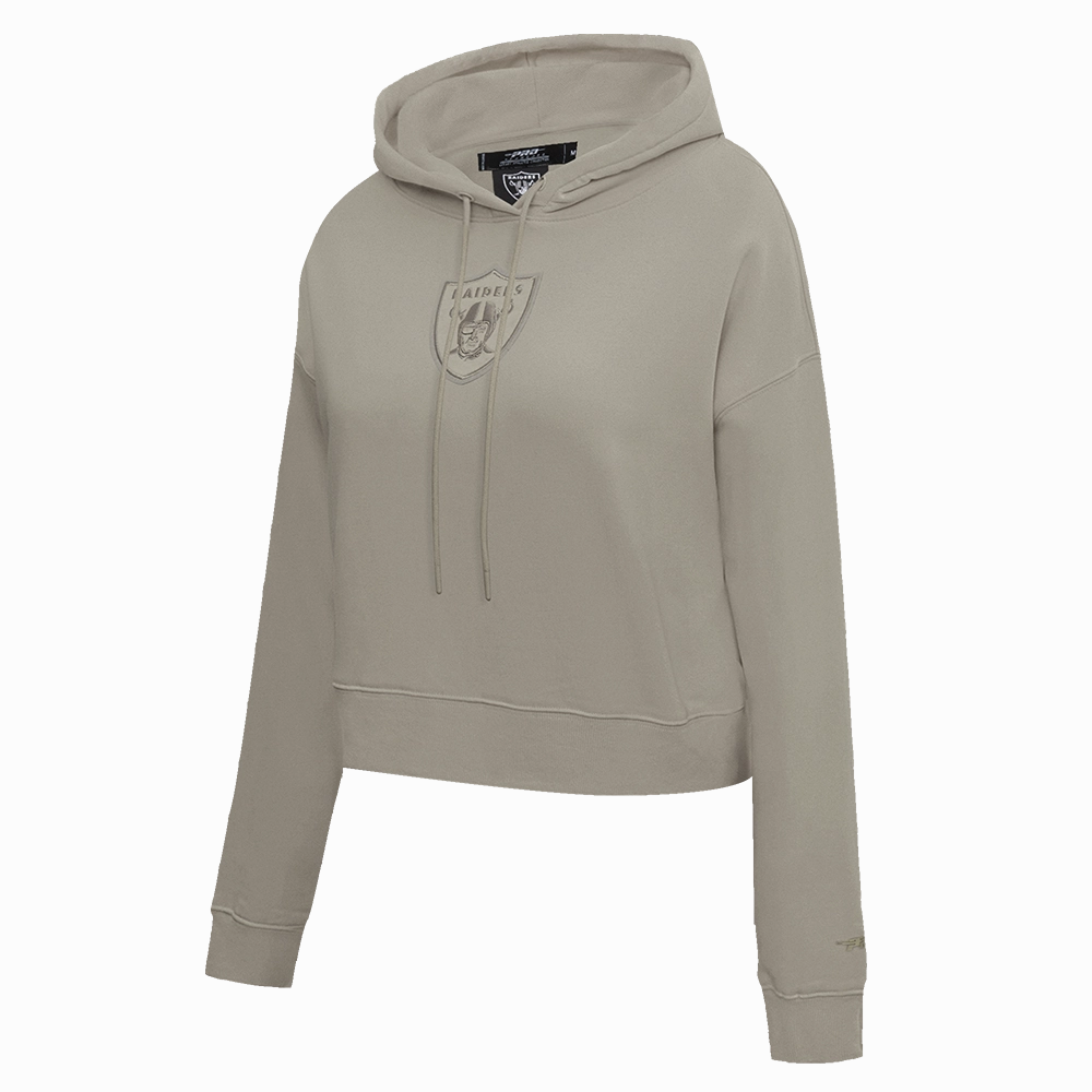 NFL LAS VEGAS RAIDERS NEUTRAL WOMEN'S CROPPED PULLOVER HOODIE (TAUPE)