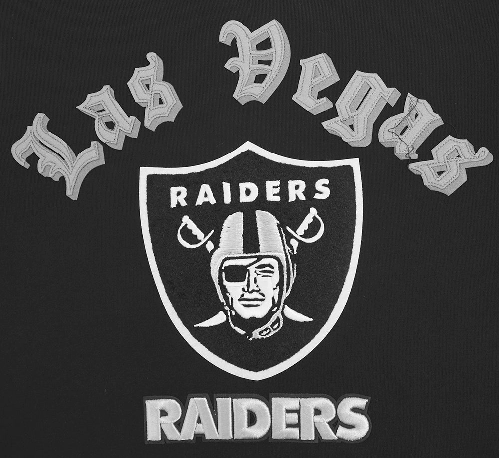 NFL LAS VEGAS RAIDERS OLD ENGLISH MEN'S PULLOVER HOODIE (BLACK)