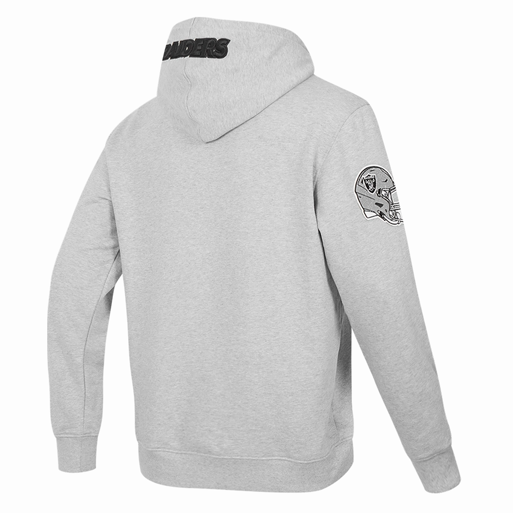 NFL LAS VEGAS RAIDERS OLD ENGLISH MEN'S PULLOVER HOODIE (HEATHER GREY)
