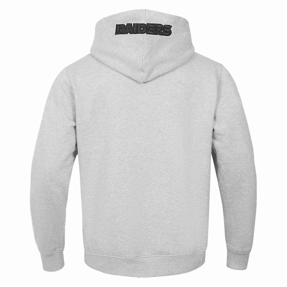 NFL LAS VEGAS RAIDERS OLD ENGLISH MEN'S PULLOVER HOODIE (HEATHER GREY)